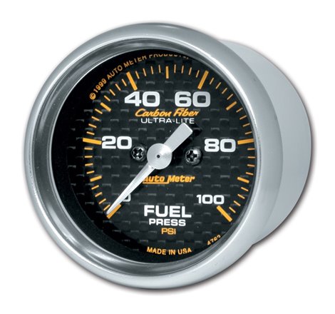 Autometer Carbon Fiber 52mm 100 PSI Electronic Fuel Pressure Gauge