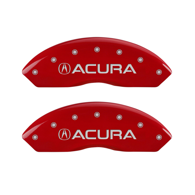 MGP 4 Caliper Covers Engraved Front Acura Engraved Rear TSX Red finish silver ch