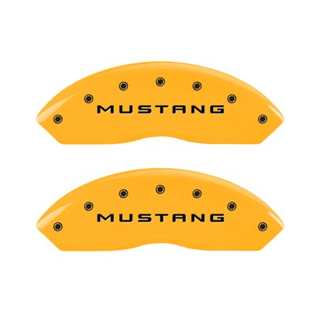 MGP 4 Caliper Covers Engraved Front Mustang Engraved Rear 37 Yellow finish black ch