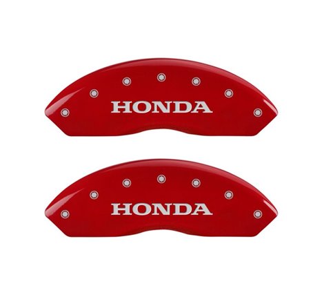 MGP 4 Caliper Covers Engraved Front Honda Engraved Rear Crosstour Red finish silver ch