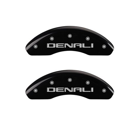 MGP 4 Caliper Covers Engraved Front & Rear Denali Black finish silver ch