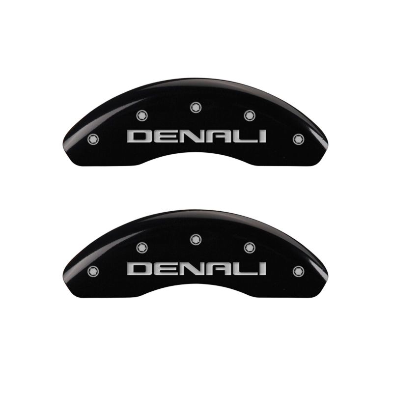 MGP 4 Caliper Covers Engraved Front & Rear Denali Black finish silver ch