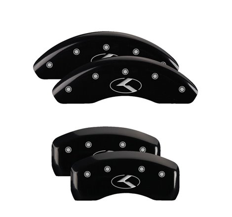 MGP 4 Caliper Covers Engraved Front & Rear Circle K/Kia Black finish silver ch