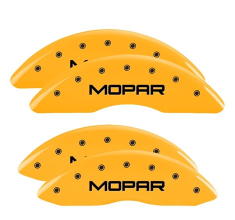 MGP 4 Caliper Covers Engraved Front & Rear MOPAR Yellow finish black ch