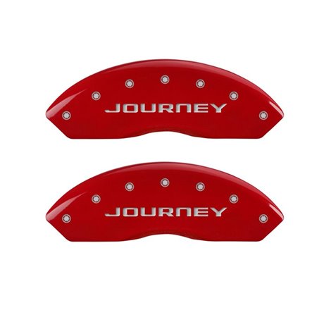 MGP 4 Caliper Covers Engraved Front & Rear With out stripes/Journey Red finish silver ch