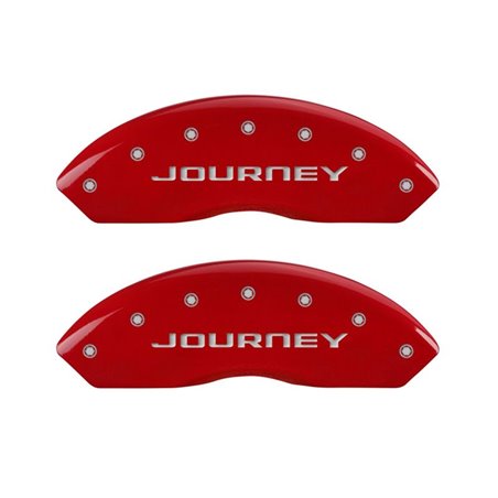 MGP 4 Caliper Covers Engraved Front & Rear With out stripes/Journey Red finish silver ch