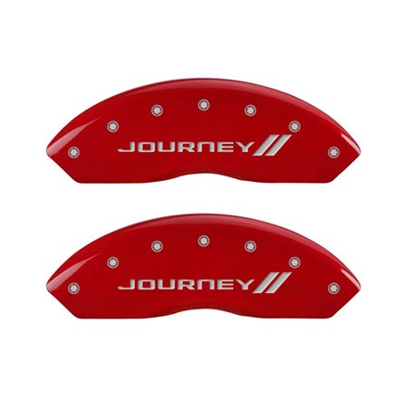 MGP 4 Caliper Covers Engraved Front & Rear With stripes/Journey Red finish silver ch