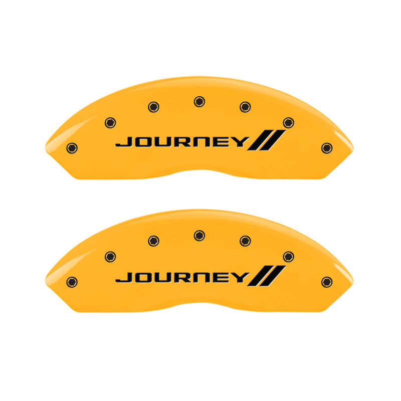 MGP 4 Caliper Covers Engraved Front & Rear With stripes/Journey Yellow finish black ch