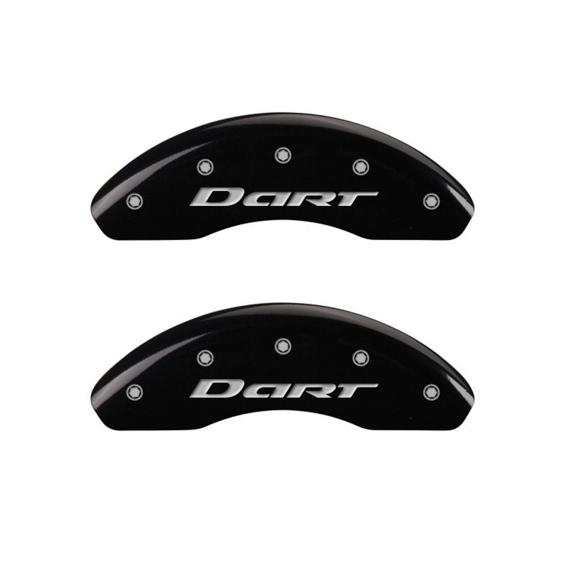 MGP 4 Caliper Covers Engraved Front & Rear With out stripes/Dart Black finish silver ch