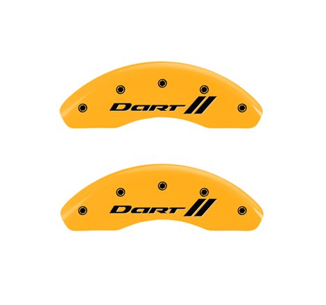 MGP 4 Caliper Covers Engraved Front & Rear With stripes/Dart Yellow finish black ch