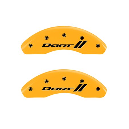 MGP 4 Caliper Covers Engraved Front & Rear With stripes/Dart Yellow finish black ch