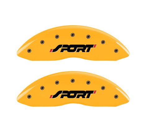 MGP 4 Caliper Covers Engraved Front & Rear SPORT Yellow finish black ch