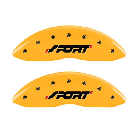 MGP 4 Caliper Covers Engraved Front & Rear SPORT Yellow finish black ch