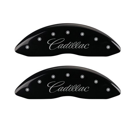 MGP 4 Caliper Covers Engraved Front Cadillac Engraved Rear ATS Black finish silver ch