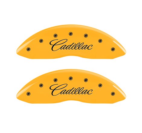 MGP 4 Caliper Covers Engraved Front Cadillac Engraved Rear ATS Yellow finish black ch