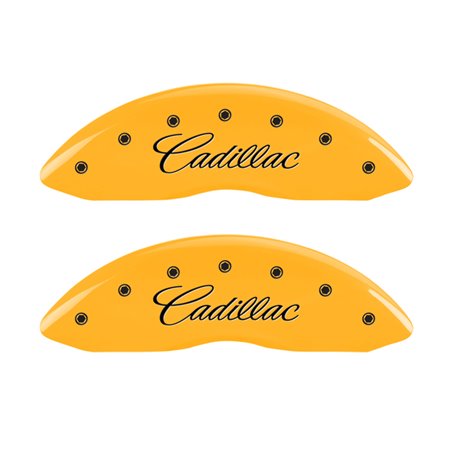 MGP 4 Caliper Covers Engraved Front Cadillac Engraved Rear ATS Yellow finish black ch