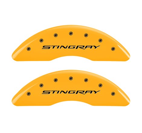 MGP 4 Caliper Covers Engraved Front & Rear Stingray Yellow finish black ch