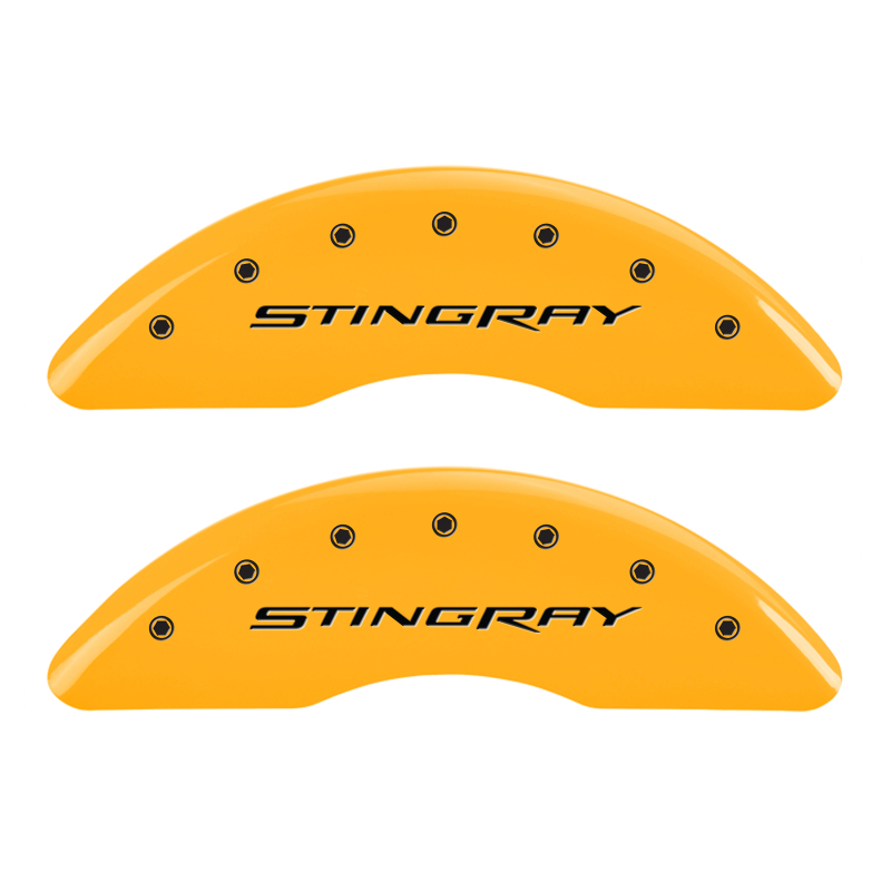 MGP 4 Caliper Covers Engraved Front & Rear Stingray Yellow finish black ch