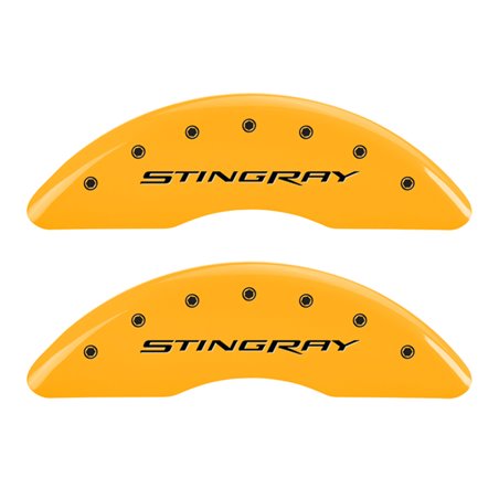 MGP 4 Caliper Covers Engraved Front & Rear Stingray Yellow finish black ch