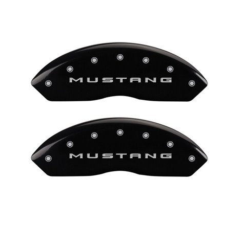 MGP 4 Caliper Covers Engraved Front 2015/Mustang Engraved Rear 2015/37 Black finish silver ch