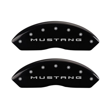 MGP 4 Caliper Covers Engraved Front 2015/Mustang Engraved Rear 2015/37 Black finish silver ch