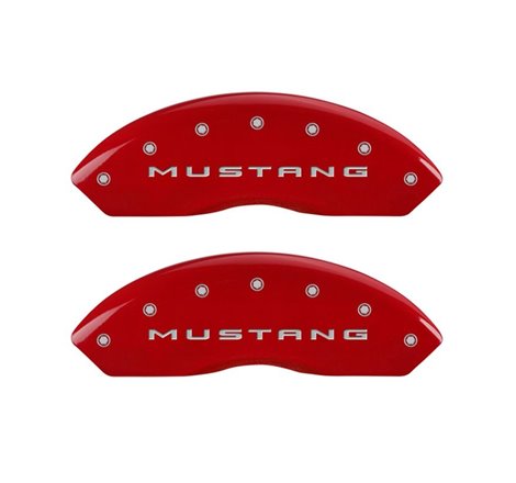 MGP 4 Caliper Covers Engraved Front 2015/Mustang Engraved Rear 2015/37 Red finish silver ch