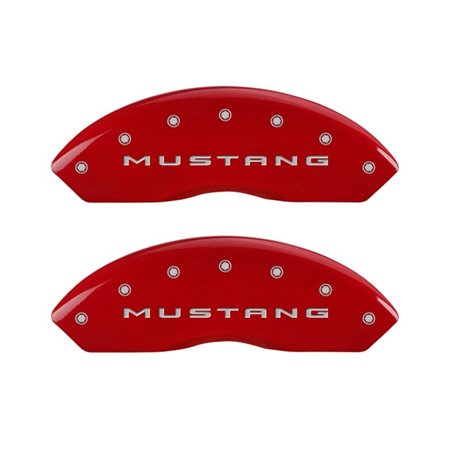 MGP 4 Caliper Covers Engraved Front 2015/Mustang Engraved Rear 2015/37 Red finish silver ch