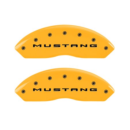 MGP 4 Caliper Covers Engraved Front 2015/Mustang Engraved Rear 2015/37 Yellow finish black ch