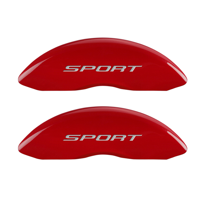 MGP 4 Caliper Covers Engraved Front & Rear No Bolts/Sport 2015 Red finish silver ch