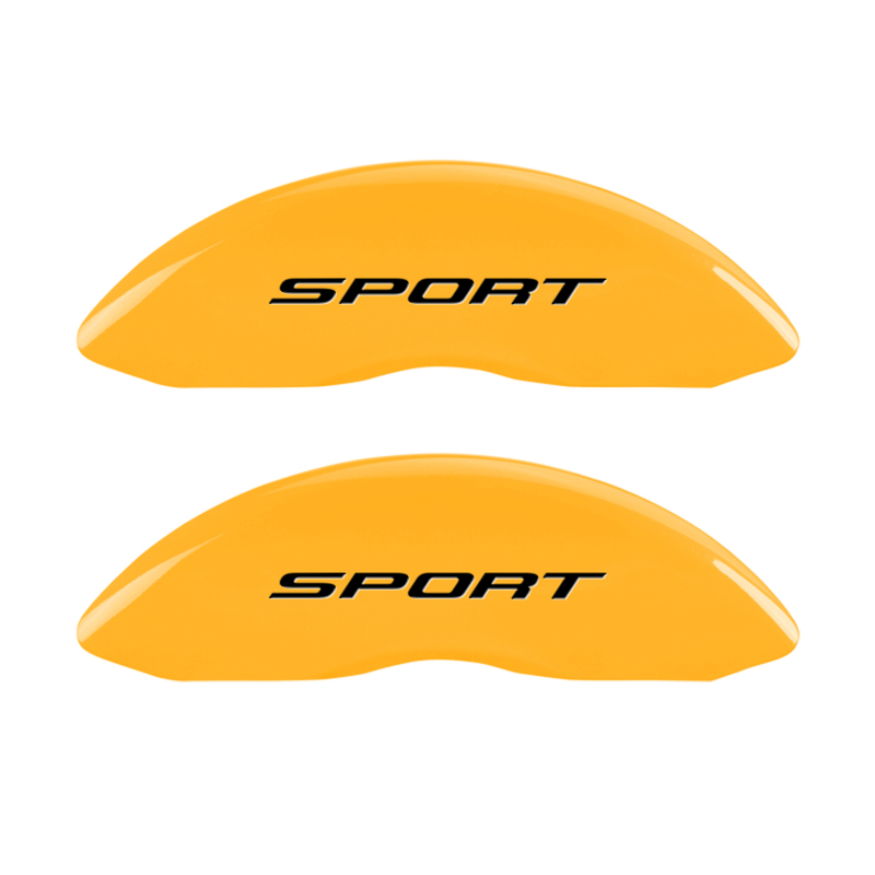 MGP 4 Caliper Covers Engraved Front & Rear No Bolts/Sport 2015 Yellow finish black ch