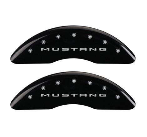 MGP 4 Caliper Covers Engraved Front 2015/Mustang Engraved Rear 2015/37 Black finish silver ch