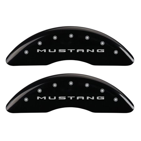 MGP 4 Caliper Covers Engraved Front 2015/Mustang Engraved Rear 2015/37 Black finish silver ch