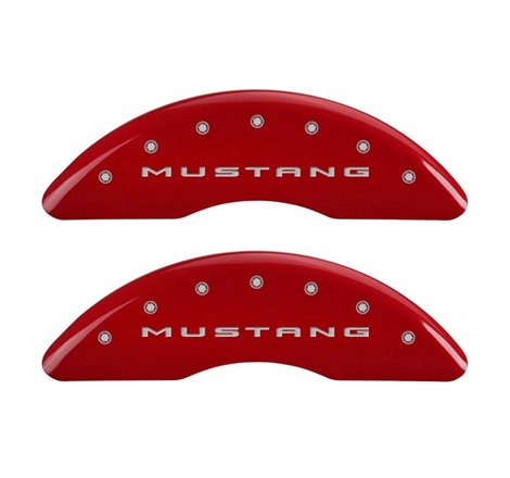 MGP 4 Caliper Covers Engraved Front 2015/Mustang Engraved Rear 2015/37 Red finish silver ch