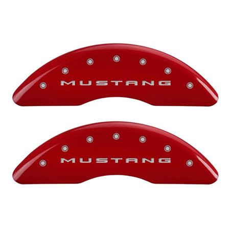 MGP 4 Caliper Covers Engraved Front 2015/Mustang Engraved Rear 2015/37 Red finish silver ch