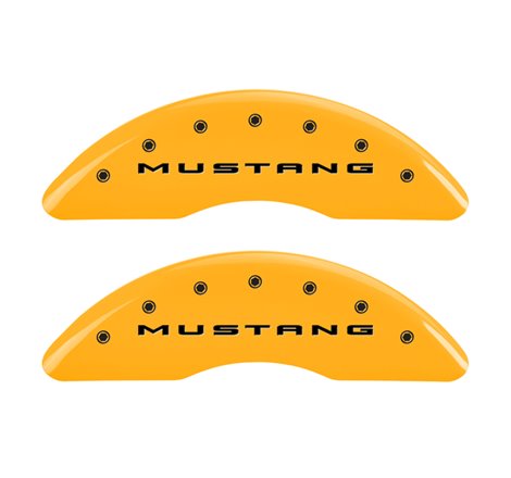 MGP 4 Caliper Covers Engraved Front 2015/Mustang Engraved Rear 2015/37 Yellow finish black ch