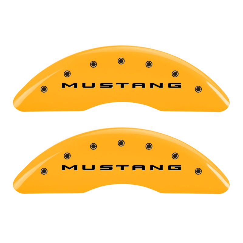 MGP 4 Caliper Covers Engraved Front 2015/Mustang Engraved Rear 2015/37 Yellow finish black ch