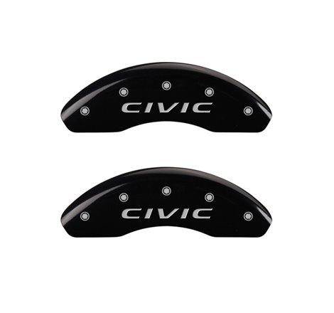 MGP 4 Caliper Covers Engraved Front 2016/CIVIC Engraved Rear 2016/CIVIC Black finish silver ch