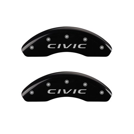 MGP 4 Caliper Covers Engraved Front 2016/CIVIC Engraved Rear 2016/CIVIC Black finish silver ch