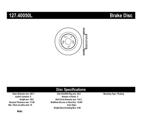 StopTech 00-09 S2000 Slotted & Drilled Left Rear Rotor