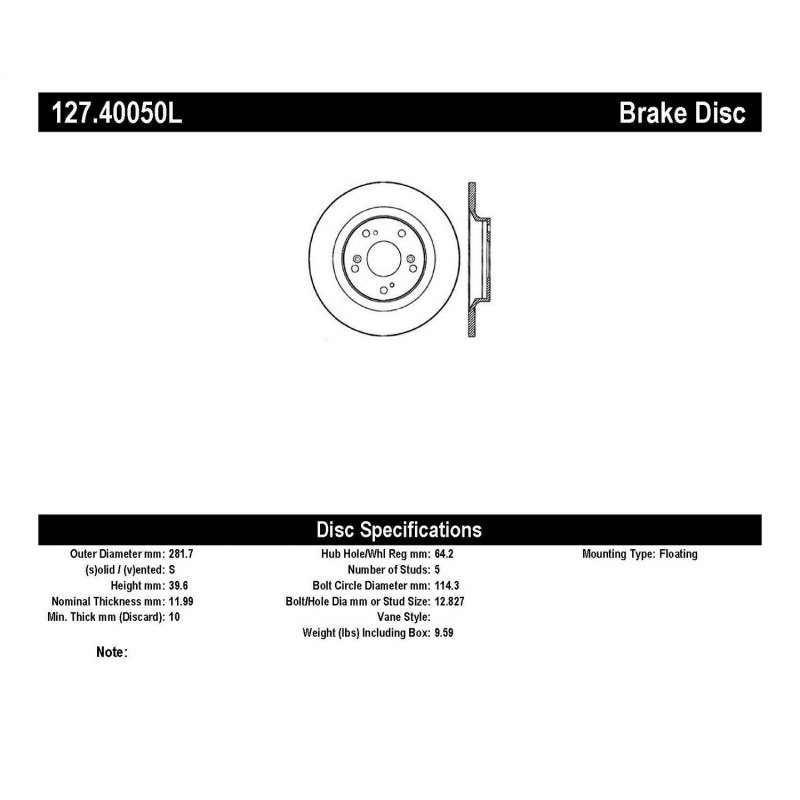 StopTech 00-09 S2000 Slotted & Drilled Left Rear Rotor