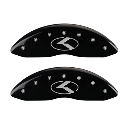 MGP 4 Caliper Covers Engraved Front & Rear Circle K/Kia Black finish silver ch