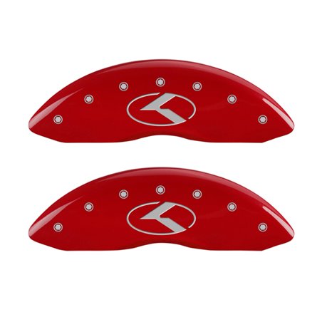 MGP 4 Caliper Covers Engraved Front & Rear Circle K/Kia Red finish silver ch