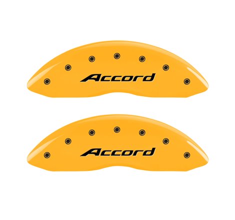 MGP 4 Caliper Covers Engraved Front Accord Engraved Rear Accord Yellow finish black ch