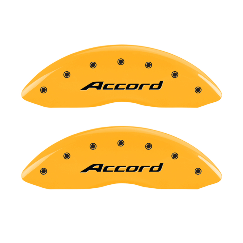 MGP 4 Caliper Covers Engraved Front Accord Engraved Rear Accord Yellow finish black ch