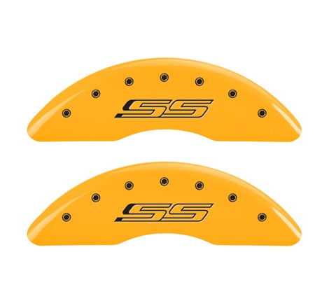 MGP 4 Caliper Covers Engraved Front & Rear Gen 5/SS Yellow finish black ch