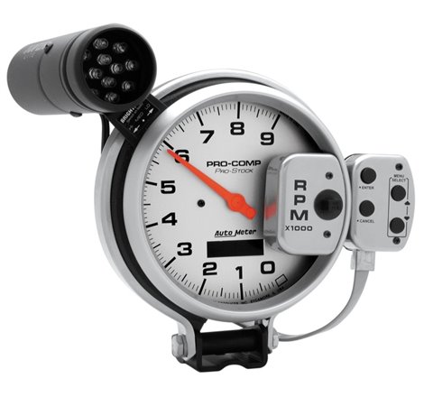 Autometer Ultra-Lite 127mm Tachometer 0-9000 RPM Pro-Stock Pedestal w/ Super Lite and Peak Mem