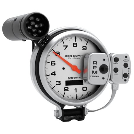 Autometer Ultra-Lite 127mm Tachometer 0-9000 RPM Pro-Stock Pedestal w/ Super Lite and Peak Mem