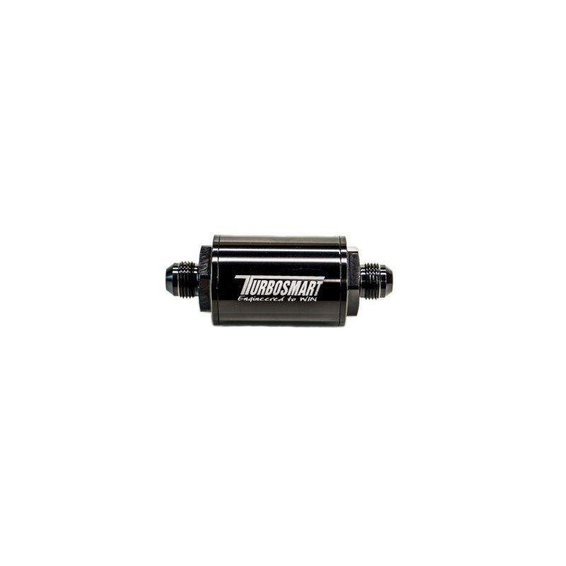 Turbosmart FPR Billet Inline Fuel Filter 1.75in OD 3.825in Length AN-6 Male Inlet - Black