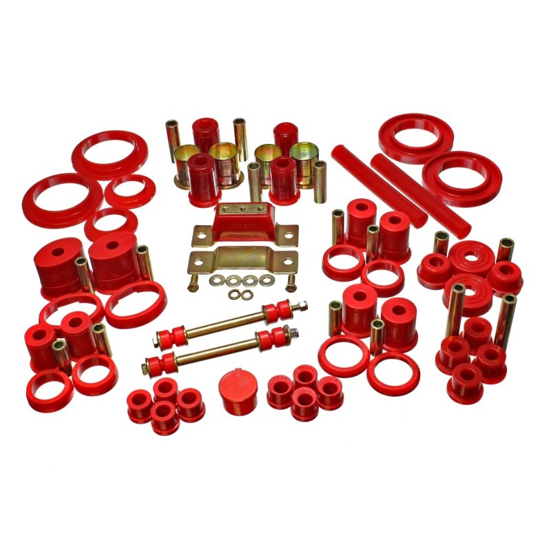 Energy Suspension 85-93 Ford Mustang Red Hyper-flex Master Bushing Set w/ V-8