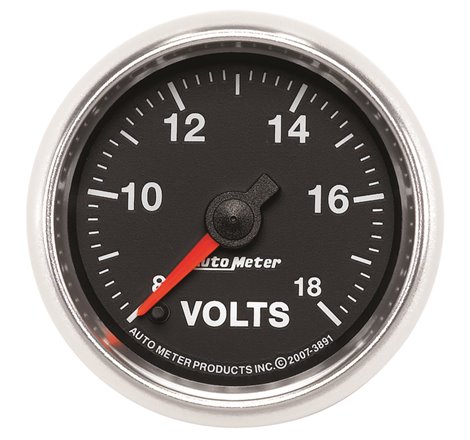 Autometer GS Series 2-1/16in Voltmeter 18V Electrical Gauge Full Sweep